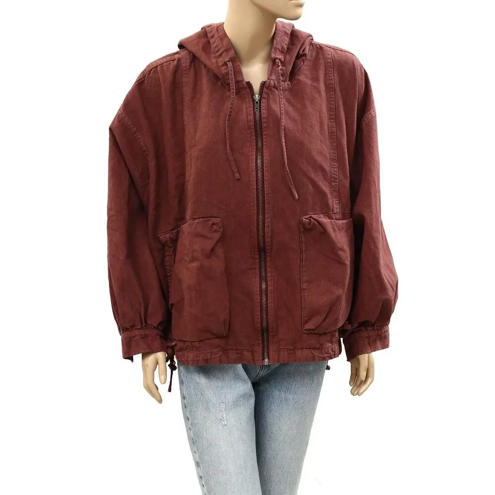 Free People Donny Anorak Utility Hoodie Jacket Top Oversized Zip-Up L 287760